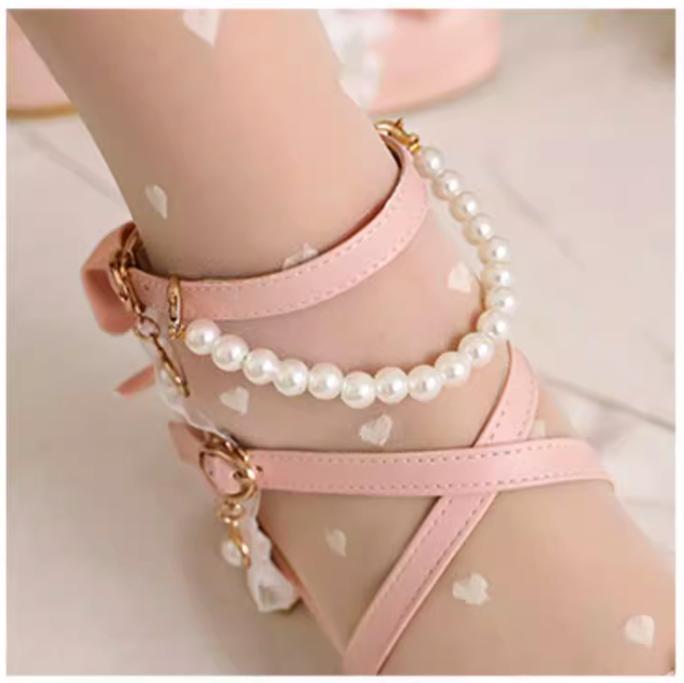 Yana - Chinese Style Yana - Plus size Qi Lolita Shoes Bow Pearl Lolita Sandal