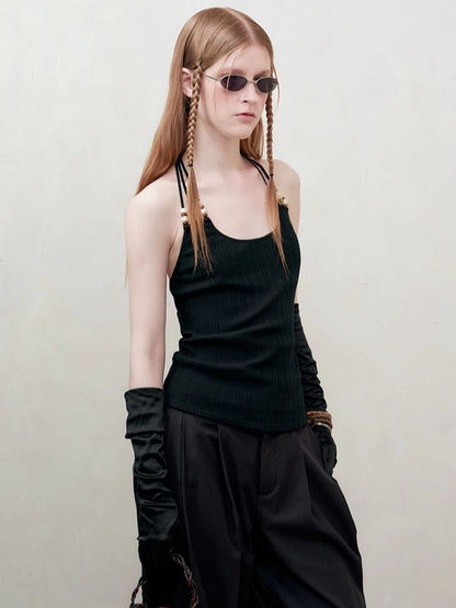 Beaded Strappy Neck Tank Top【s0000008195】