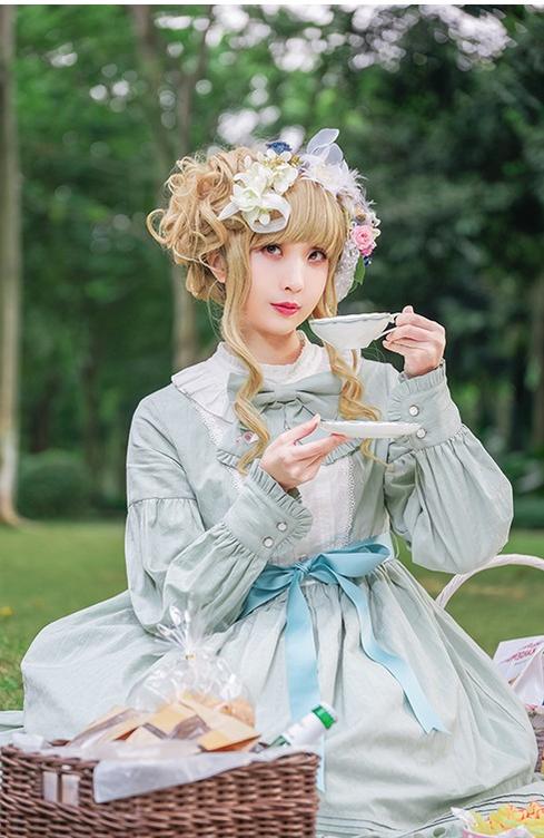 Chess Story - Vintage Lolita Long Sleeve OP Dress