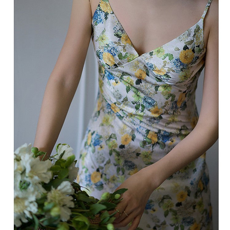 watercolor flower camisole dress