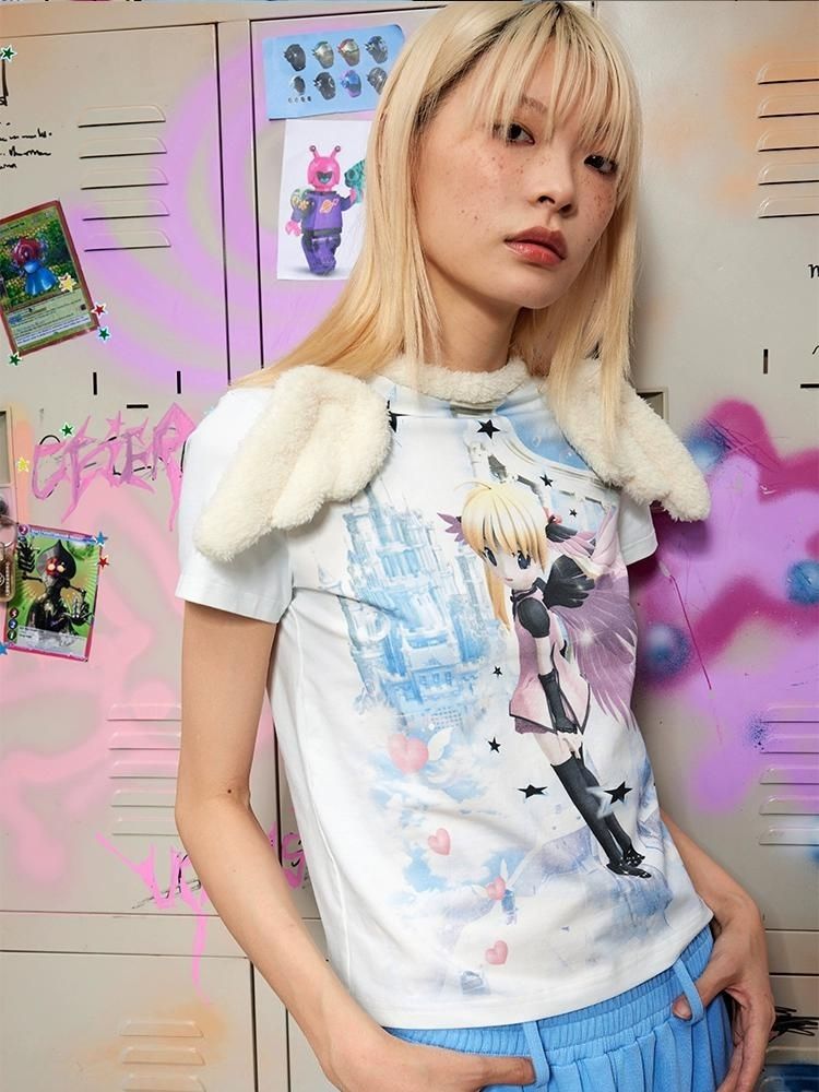 Angel Print Wings T-Shirt【s0000003158】