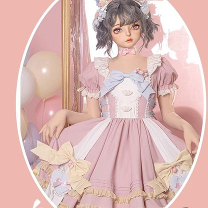 OCELOT - Sweet Lolita Pink Cat Tail OP Dress Set