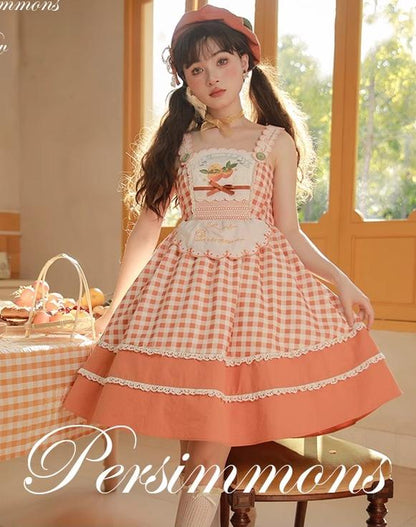 Mademoiselle Pearl - Persimmon - Autumn Persimmon Print Lolita OP JSK SK Dress
