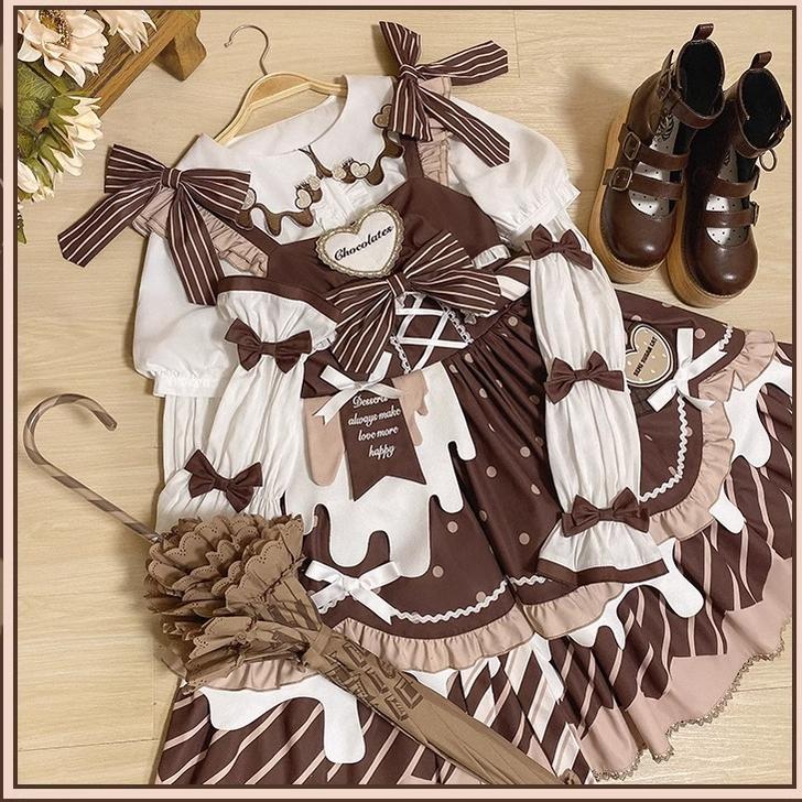 Half Sweet Lolita - Chocolate Milk Pie - Sweet Lolita Jumper Dress Summer Salopette