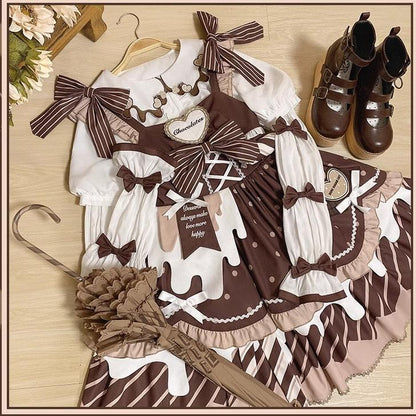 Half Sweet Lolita - Chocolate Milk Pie - Sweet Lolita Jumper Dress Summer Salopette
