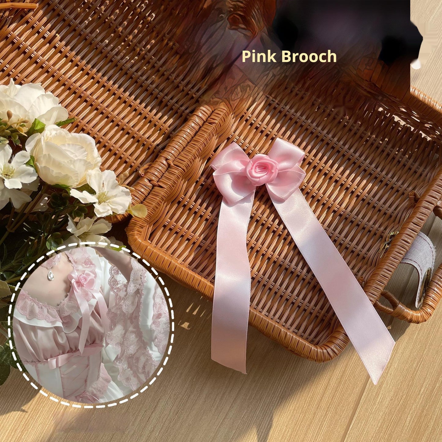 Uncle's Workshop - Stacked - Lolita Accessory Set Hairband Bow Trailing Brooch Choker