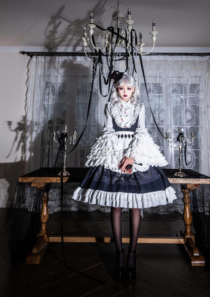 Dark Circle Clinic - Barbara Manor Night - Gothic Lolita JSK Pleated Floral Print Lolita Dress