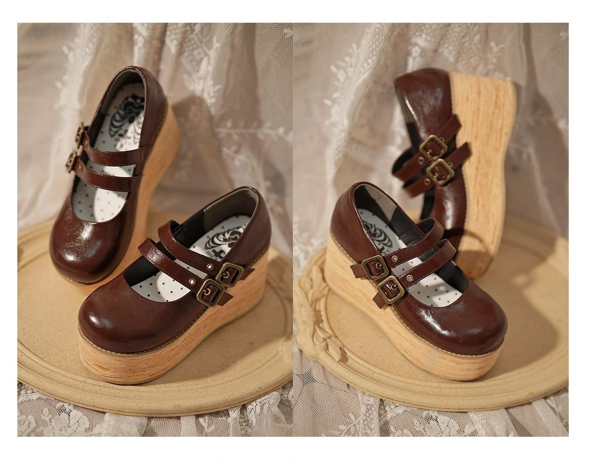 MODO - Retro Lolita Round Toe Wood Bottom Shoes