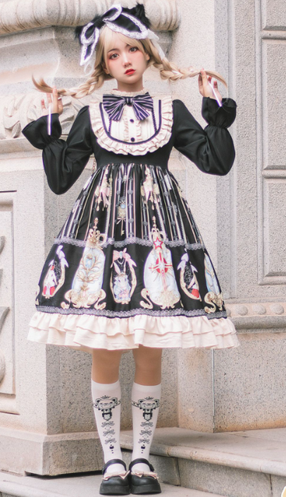 Niu Niu - Easter - Plus Size Lolita Dress Black Long Sleeve Vintage OP