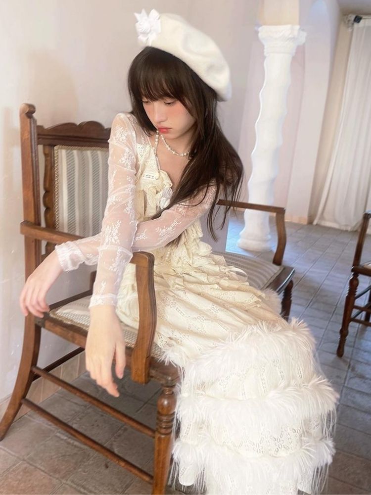 Lace Delicate Missy Long Half Skirt【s0000004906】