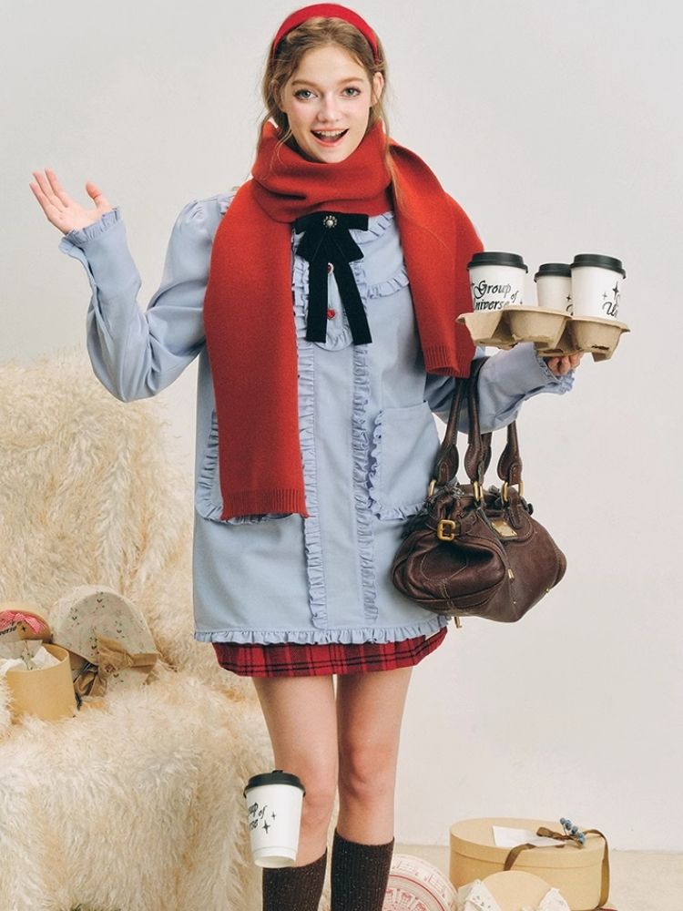 Christmas red wool plaid skirt tweed bustier【s0000004607】