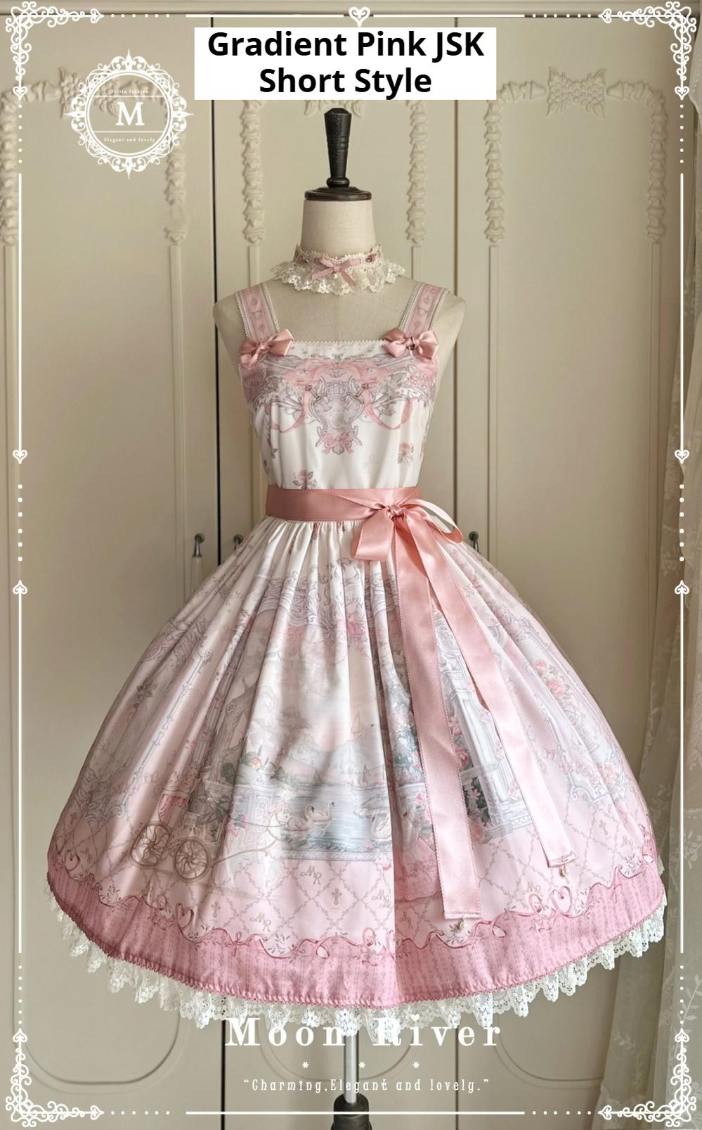 Moon River - Swan Lake Mirror - Pink Sweet Lolita Print JSK Dress