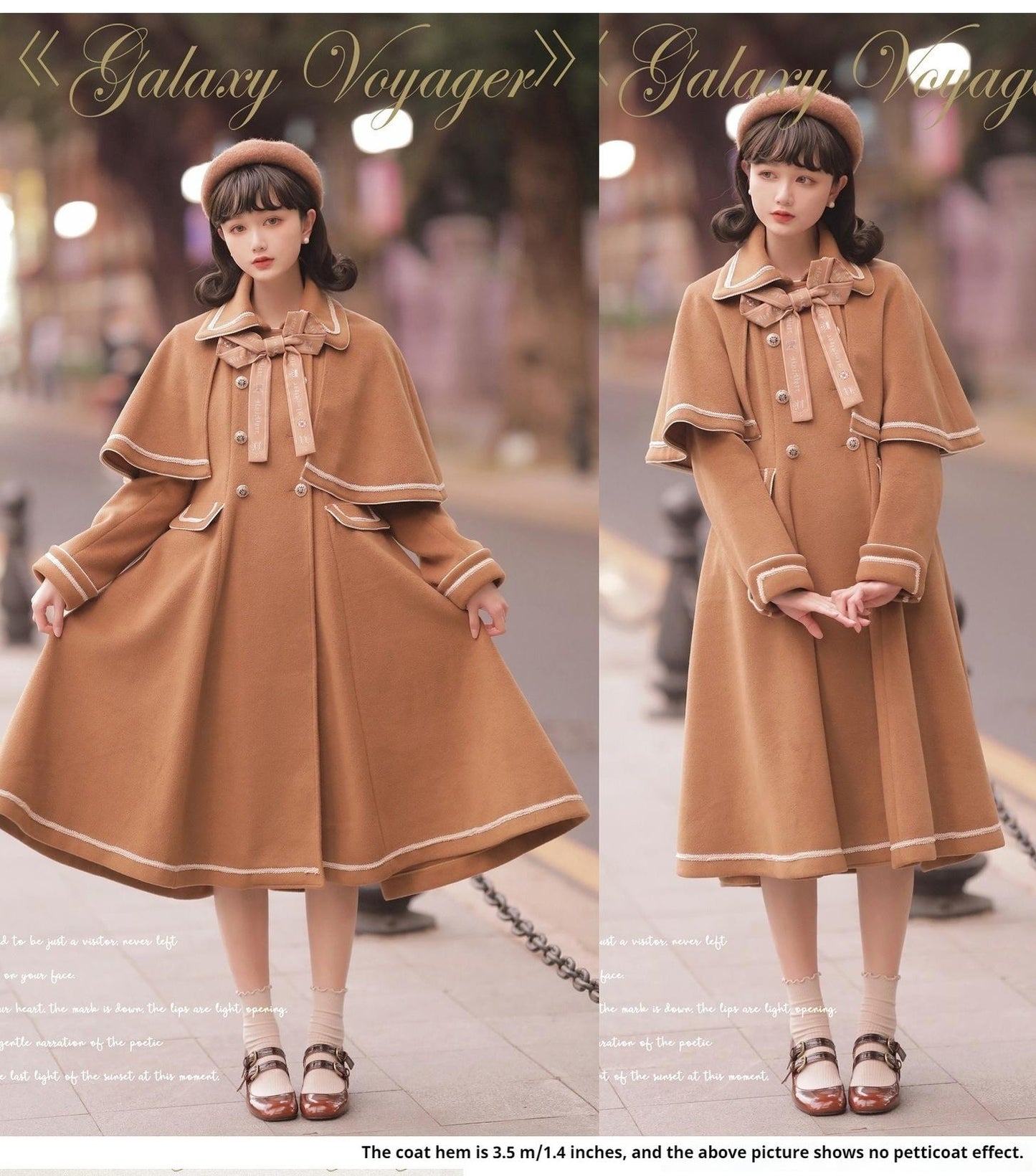 Unideer - Galaxy Traveler - Classic School Lolita Overcoat with Detachable Cape and Bow