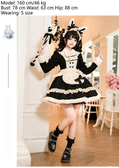 With PUJI - Rabbit&Alice - Sweet Twin Lolita OP Dress Doll Apron Dress Set