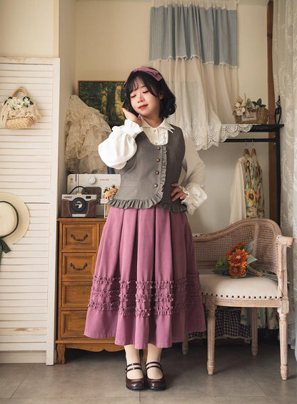 Forest Wardrobe - Forest Basket - Elegant Lolita Skirt Mushroom Edge Skirt Retro Classic