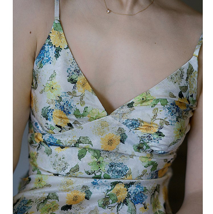 watercolor flower camisole dress