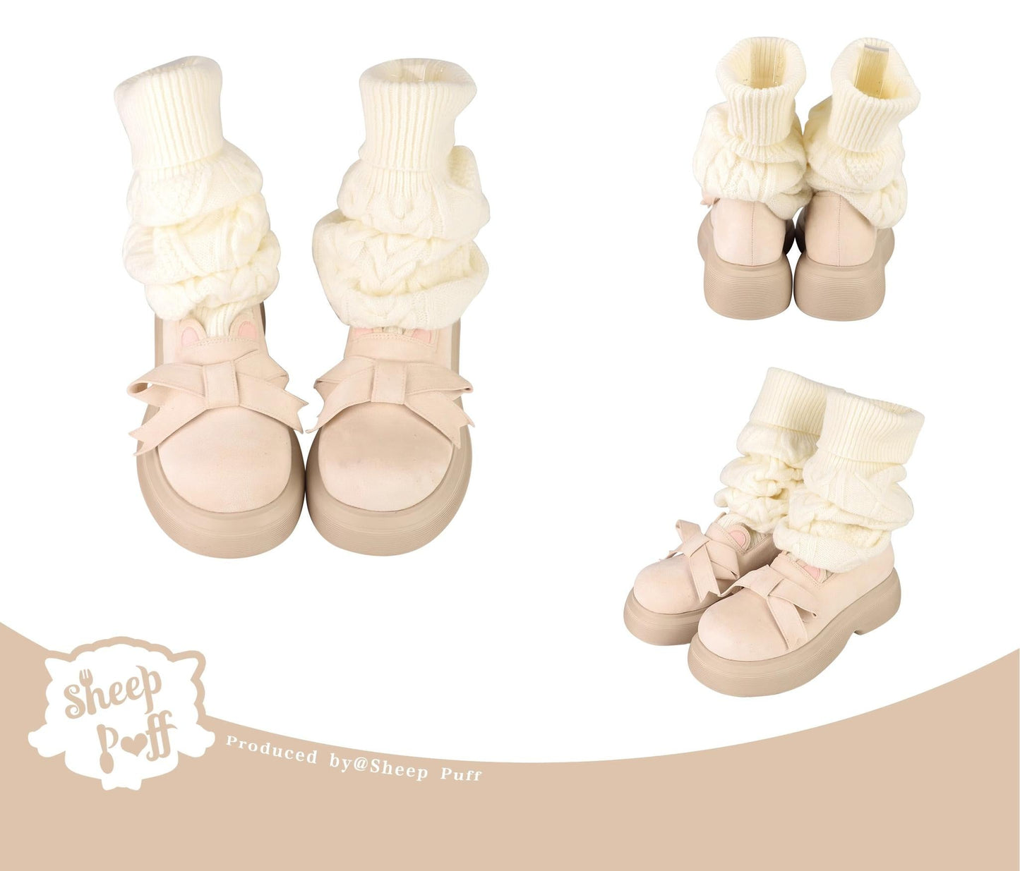 Sheep Puff - Duidui Bear - Winter Lolita Shoes Snow Boots Leg Warmer Shoes