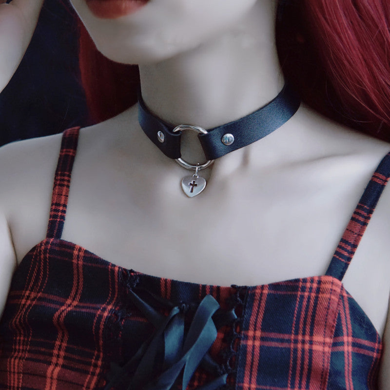 Strange Sugar - Gothic Lolita Cross Leather Choker