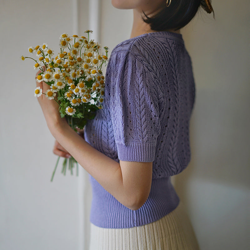 Chrysanthemum flower knit blouse