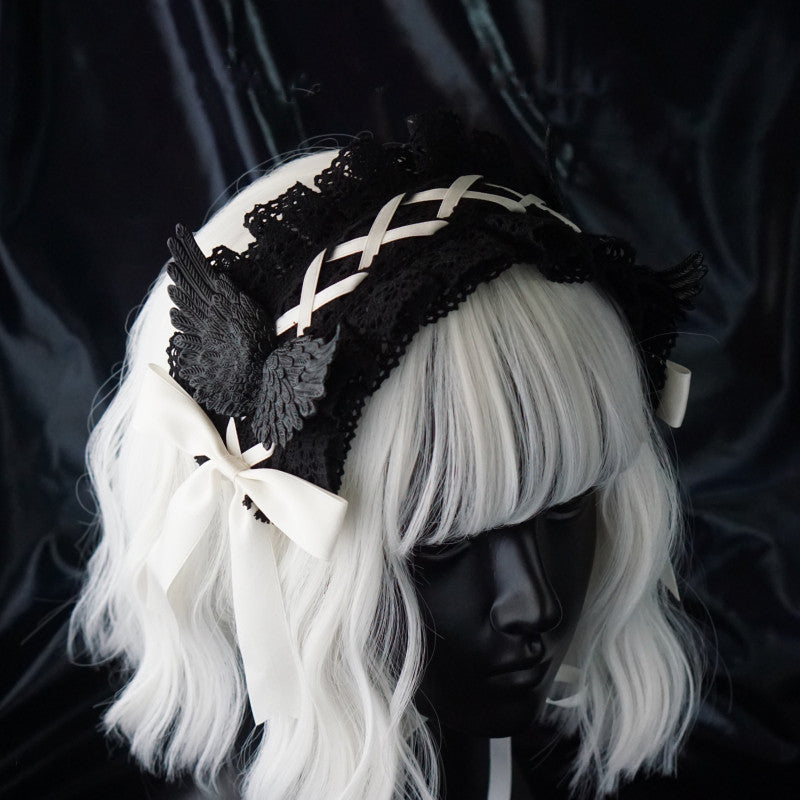 Strange Sugar - Black Wings Halloween Goth Lolita Hairband