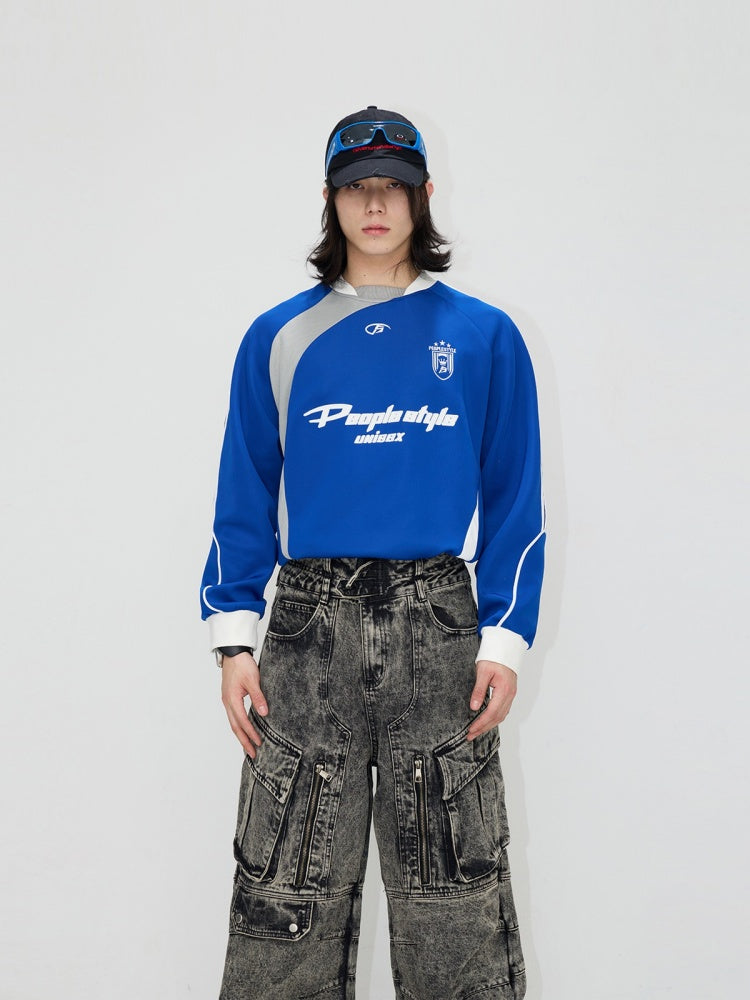 Football Contrast Color Splicing Embroidery Sweat【s0000004197】