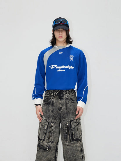 Football Contrast Color Splicing Embroidery Sweat【s0000004197】