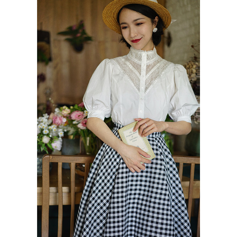 White thread embroidery vintage blouse