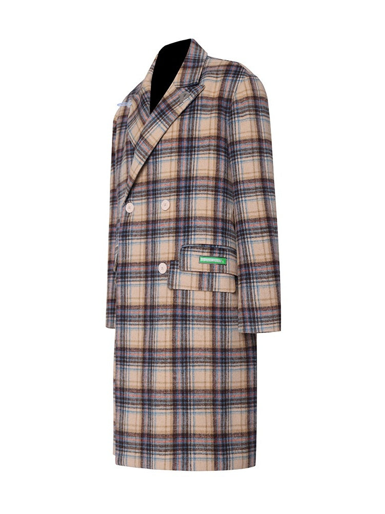 Plaid Mid Length Double Breasted Coat【s0000004348】