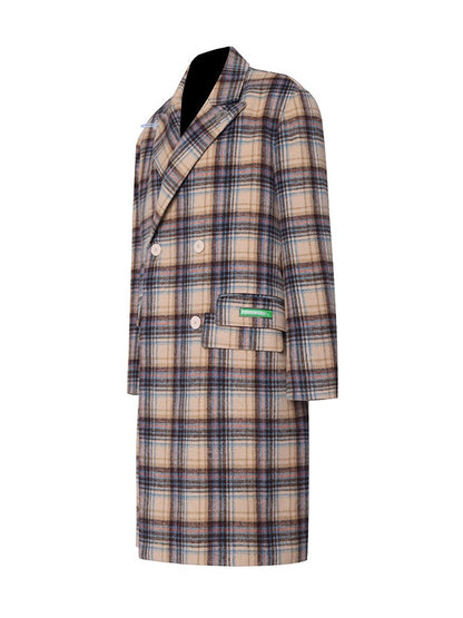 Plaid Mid Length Double Breasted Coat【s0000004348】