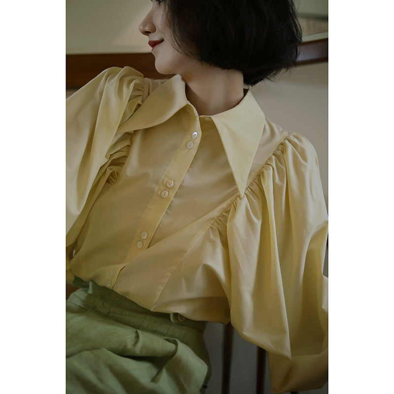 pale yellow lady classical blouse