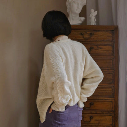 Aran pattern mohair cardigan