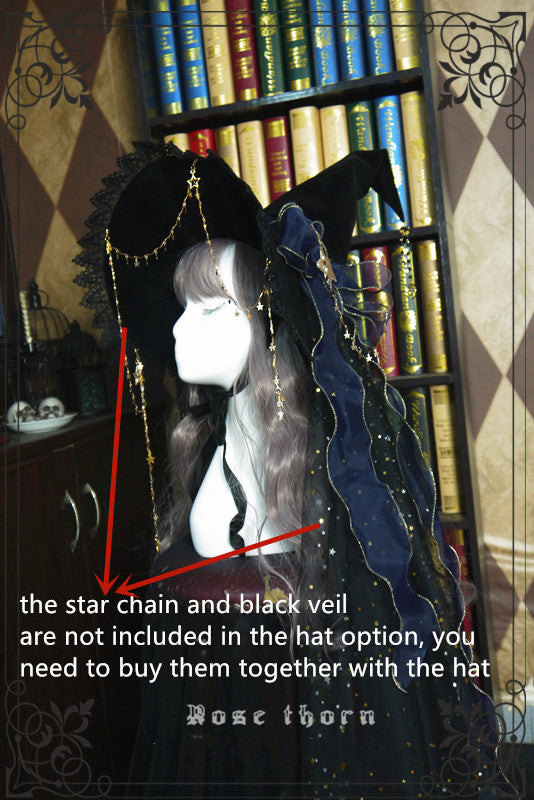 Rose Thorn - Twinkle Veil Lolita Halloween Witch Hat