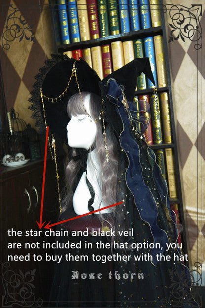 Rose Thorn - Twinkle Veil Lolita Halloween Witch Hat