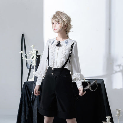 CastleToo - Corroding the Heart - Ouji Lolita Shirt Suspenders Shorts