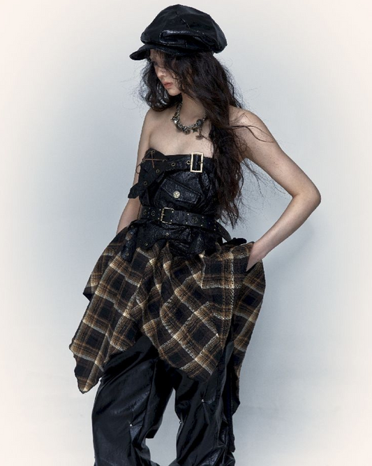 dark punk patchwork skirt