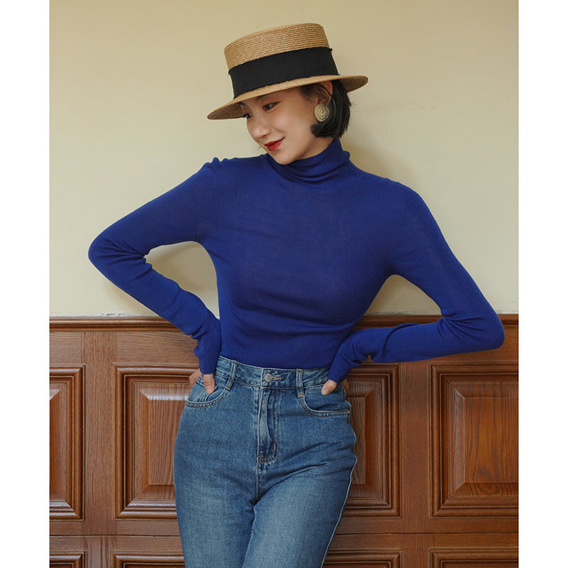 Turtleneck slim knit for ladies