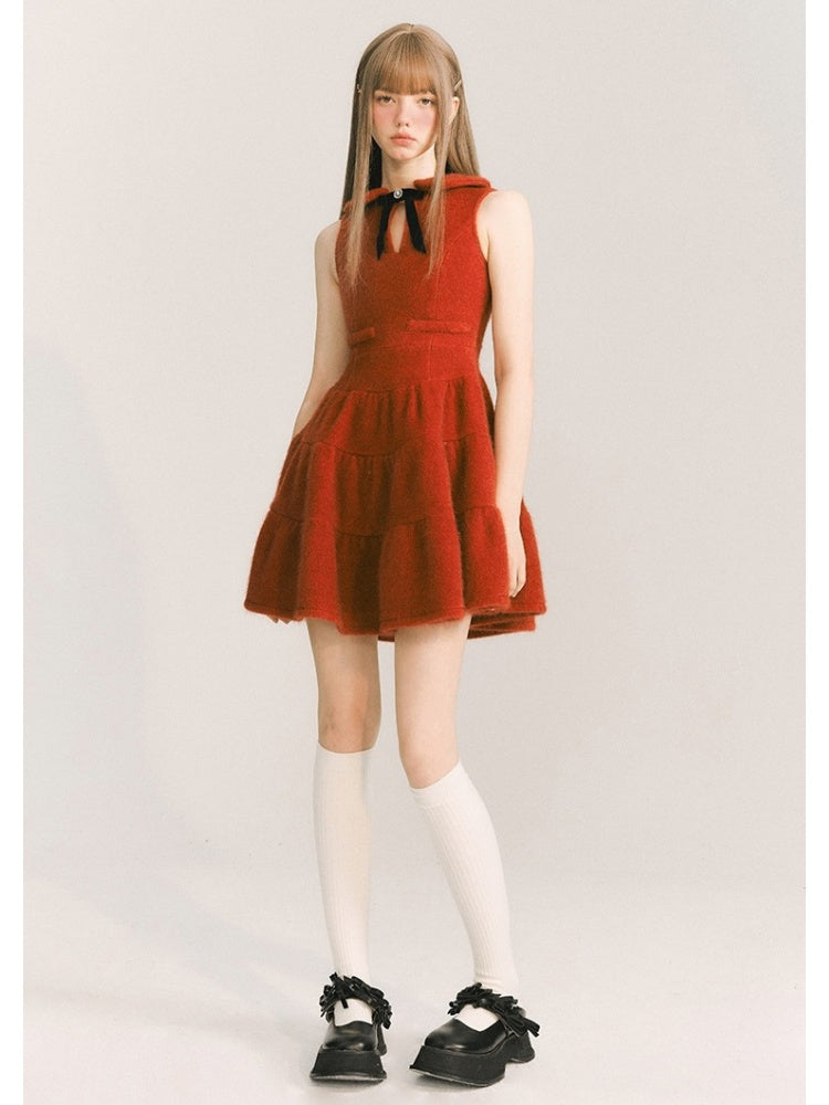 Doll Collar Sleeveless Ribbon Tiered Dress【s0000003862】