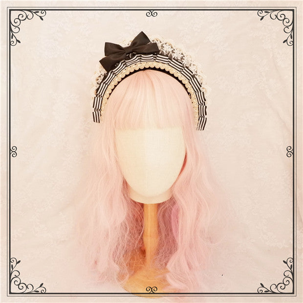 Foxcherry-Sweet Lolita Striped Maid Headdress Multicolors
