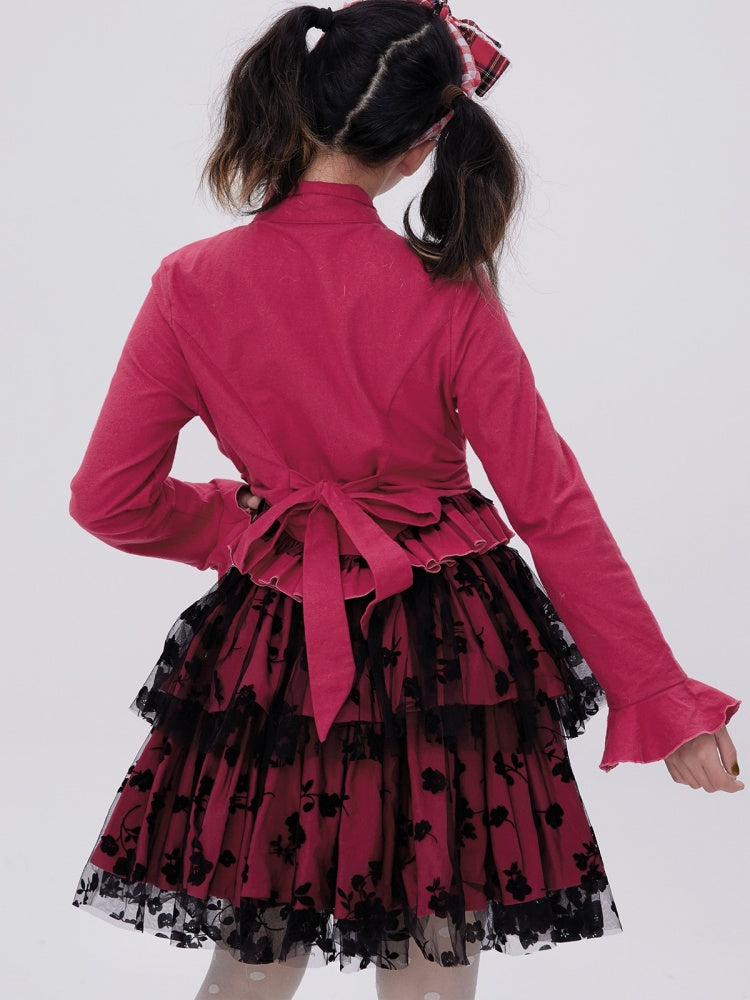 Showa Retro Sweet & Cute Bowknot Frilled Lolita Shirt【s0000003181】