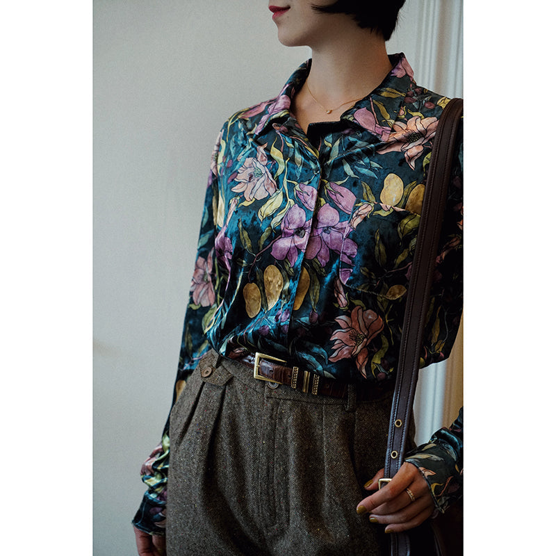 floral drawing vintage shirt