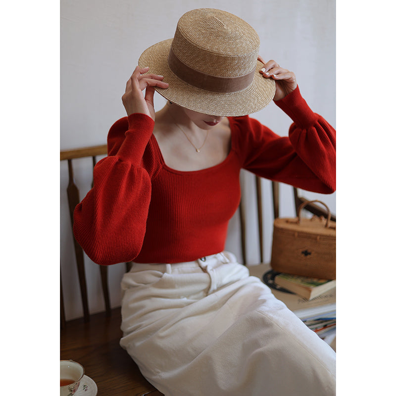 Crimson Lady Bishop Sleeve Knit