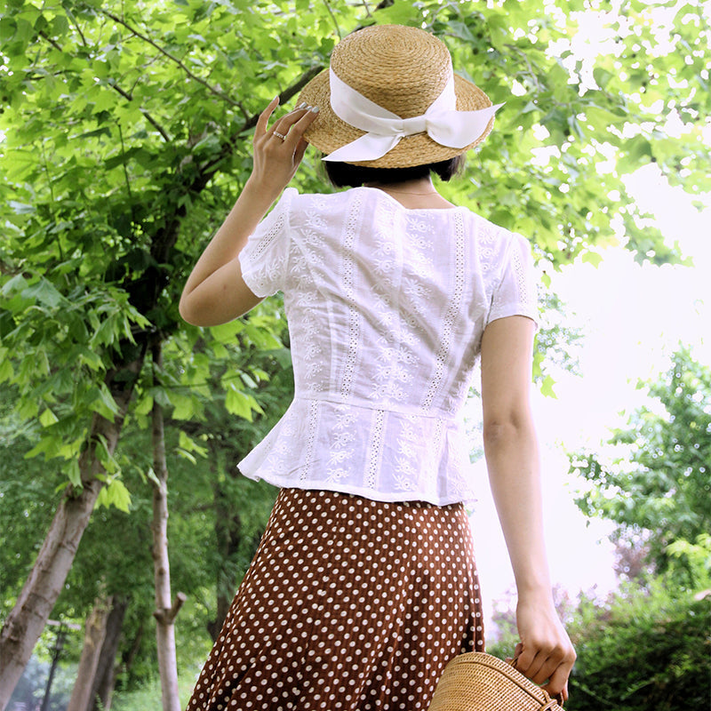 white embroidered classic blouse