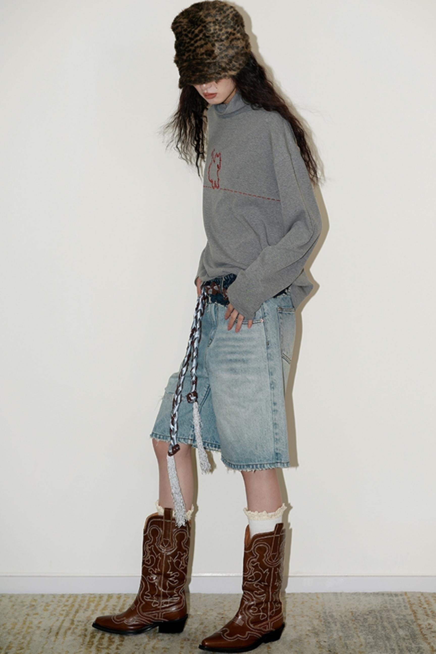 Casual Puppy Design Crewneck Top