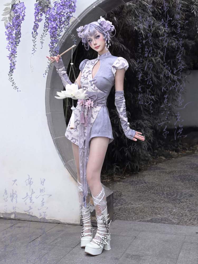 Dragon Pattern Chinese Dress & Ribbon Flower Girdle【s0000009041】