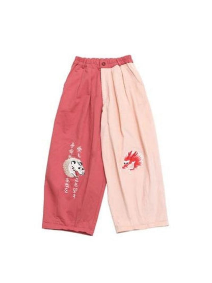 Two-color stitching wide-leg pants【s0000003617】