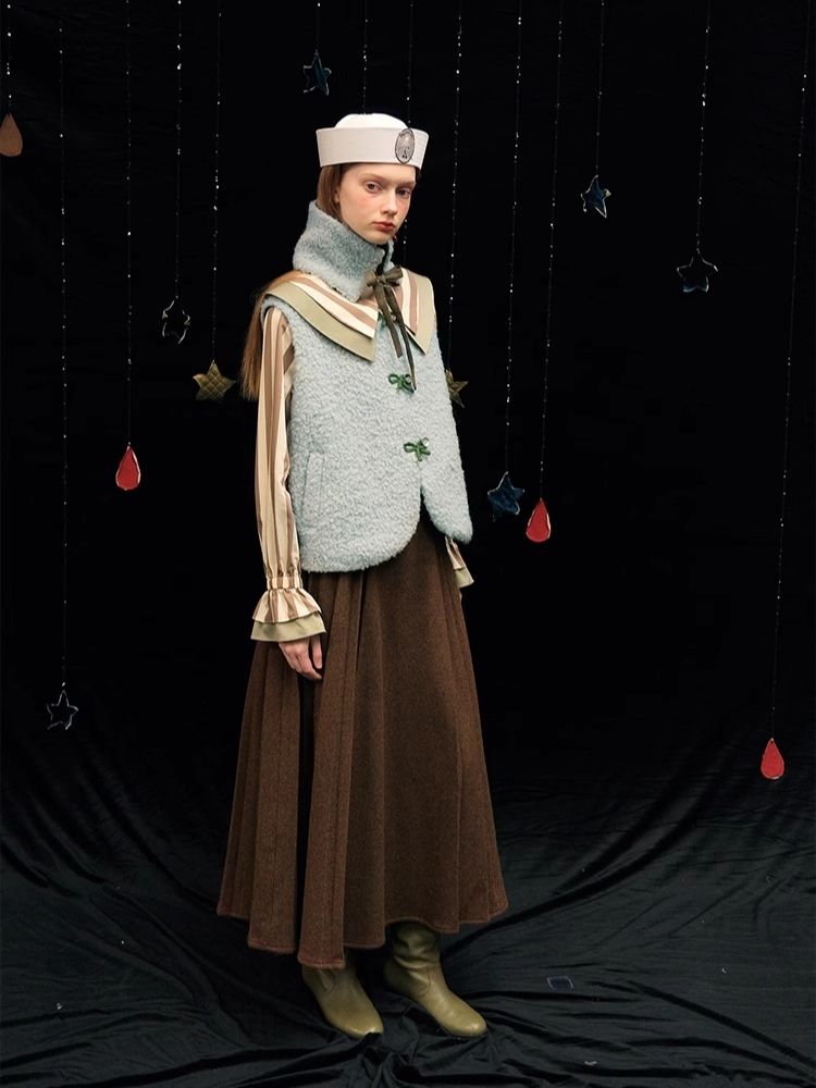 Tweed short jacket long pleated skirt suit【s0000005940】