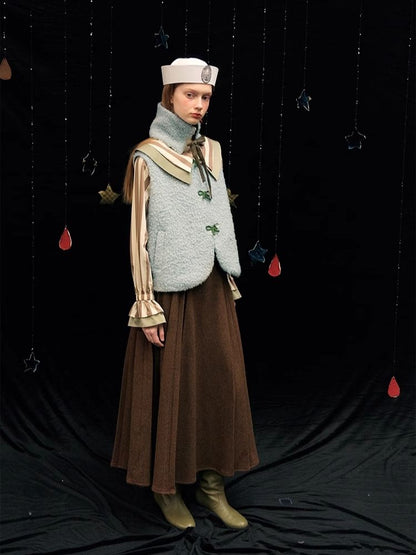 Tweed short jacket long pleated skirt suit【s0000005940】