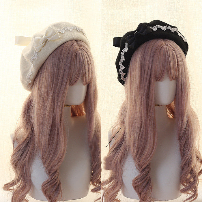 Xiaogui - Japanese Style Sweet Woolen Lolita Lace Beret