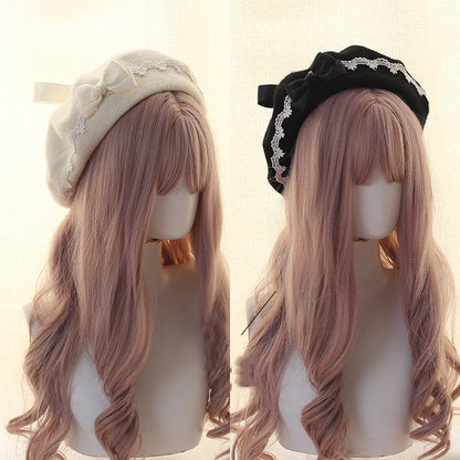 Xiaogui - Japanese Style Sweet Woolen Lolita Lace Beret