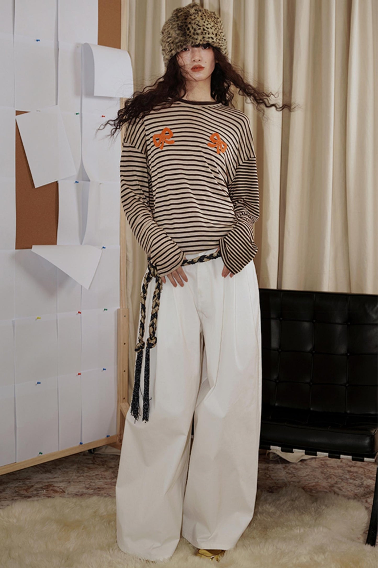 Loose Fit Wool Knit Striped T-Shirt